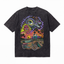 Vintage Acid Wash Hill Bomb Surreal Demon Eye Palm Sunset Skate Bicycle Graphic Tee | Retro Skate Unisex Oversized High-Quality Cotton Blend Streetwear T-Shirt