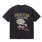 Vintage Acid Wash Freestyle Skate Of Mind Cartoon Brain Skateboard Graphic Tee | Retro Skate Unisex Oversized High-Quality Cotton Blend Streetwear T-Shirt