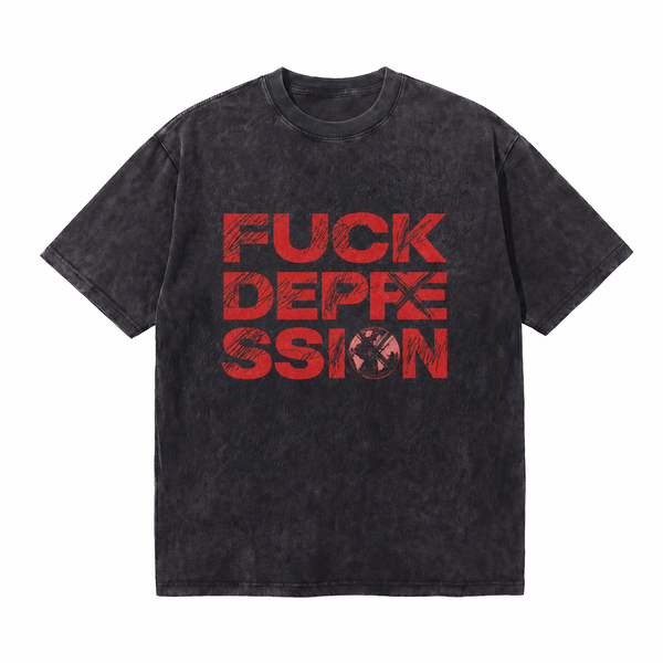LAWLESSROW Anti Depression Bold Red Text Vintage Tee