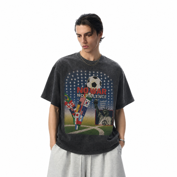 LAWLESSROW Football Unites Peace Liberty Statue Collage Vintage Tee - hover