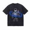 LAWLESSROW Neon Blue Loop Text Skeleton Graphic Tee