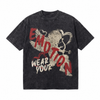 LAWLESSROW Retro Brush Stroke Love Slogan Washed Street T-Shirt