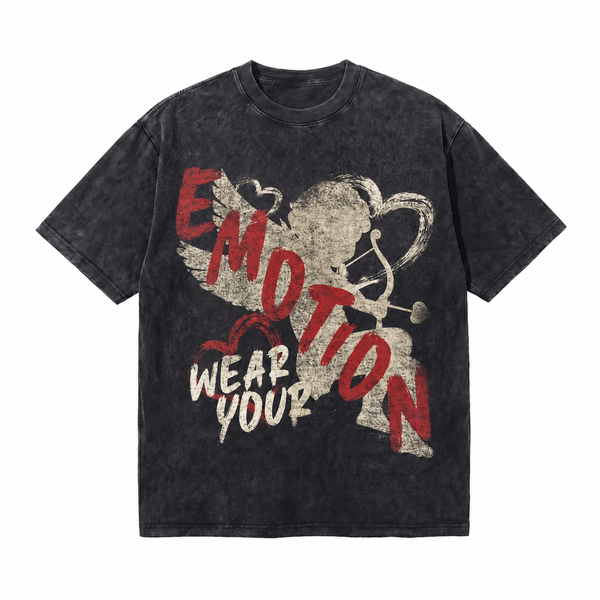 LAWLESSROW Retro Brush Stroke Love Slogan Washed Street T-Shirt