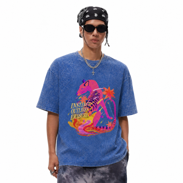 LAWLESSROW Vibrant Gradient Thylacine Text Collage Vintage Tee - hover