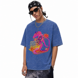 100%Cotton|Vintage Acid Wash Instinct Outlives Erasure Pink Panther Wild Animal Graphic Tee | Fierce Survival Unisex Oversized High-Quality Cotton Blend Streetwear T-Shirt