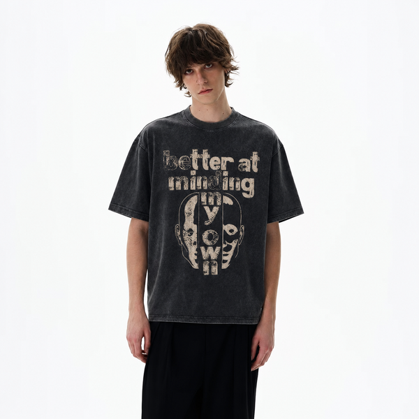 LAWLESSROW Better At Minding My Own Split Face Collage Vintage Tee - hover