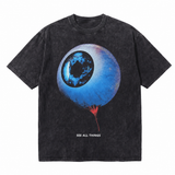 Vintage Acid Wash Surreal Eyeball Balloon SEE ALL THINGS Dark Psychedelic Graphic Oversized Street T-Shirt