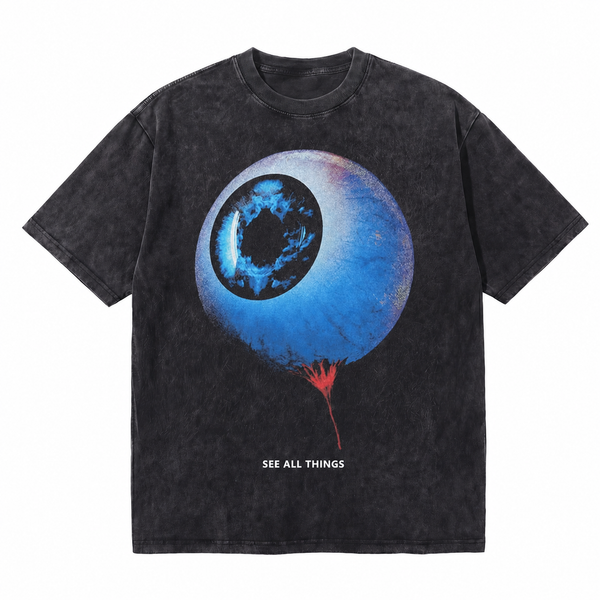 LAWLESSROW Giant Blue Eyeball See All Things Graphic Tee