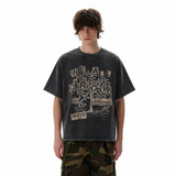 100% Cotton|Vintage Acid Wash We All Grow In Different Ways Tree Collage Graphic Tee | Growth Mindset Unisex Oversized High-Quality Cotton Blend Streetwear T-Shirt
