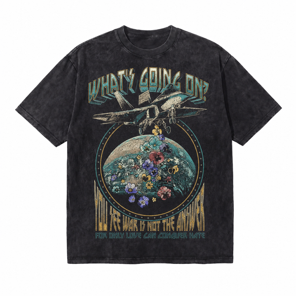 LAWLESSROW What’s Going On Anti-War Floral Earth Jet Vintage Tee
