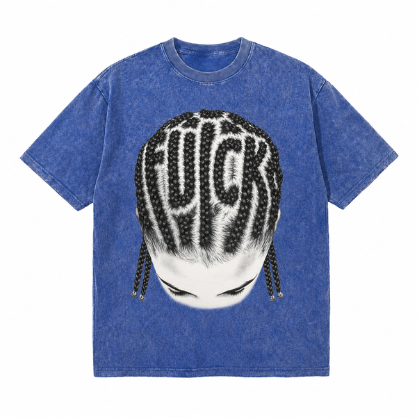 LAWLESSROW Braided FUCK Hair Portrait Collage Vintage Tee