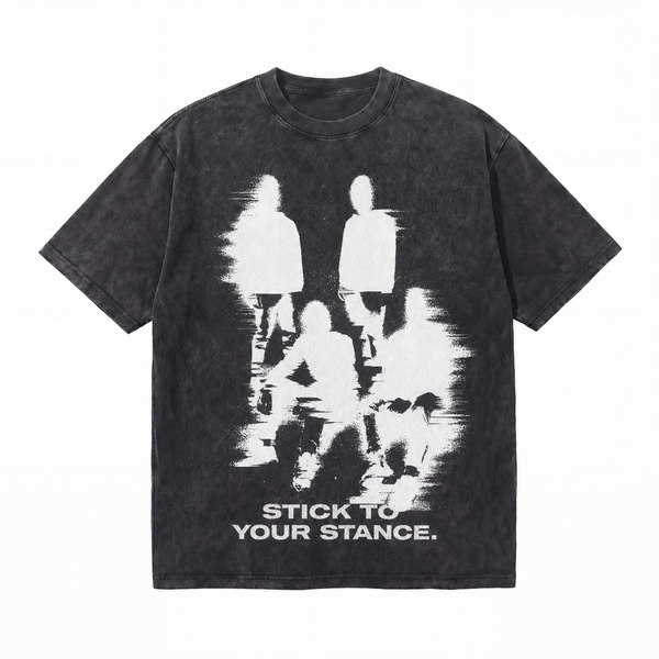 LAWLESSROW Stick To Your Stance Glitch Silhouette Vintage Tee