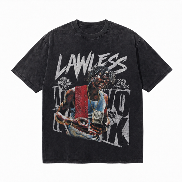 LAWLESSROW Born To Be A Hustler Cash Portrait Vintage Tee