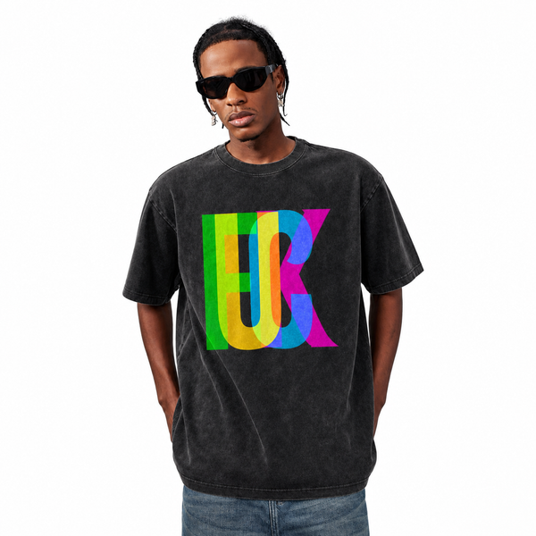 LAWLESSROW Rainbow Overlap FUCK Letter Collage Vintage Tee - hover