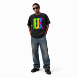 Vintage Acid Wash Rainbow Glitch FCK Bold Letter Graphic Tee LGBTQ Oversized Punk Street T-Shirt