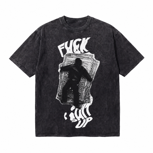 LAWLESSROW Vintage Acid Wash Grunge "FUCK" Graphic T-Shirt