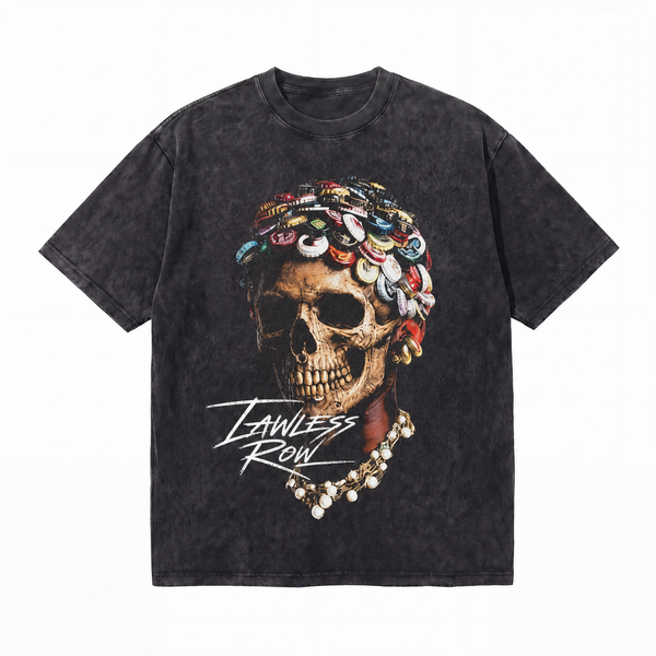 LAWLESSROW Bottle Cap Skull Pearl Collage Vintage Tee
