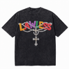 LAWLESSROW Diamond Cross Bubble Text Vintage Tee
