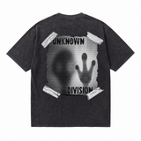 Vintage Acid Wash Back Print Tape Frame Shadow Hand Unknown Division Distressed Punk Oversized Street T-Shirt