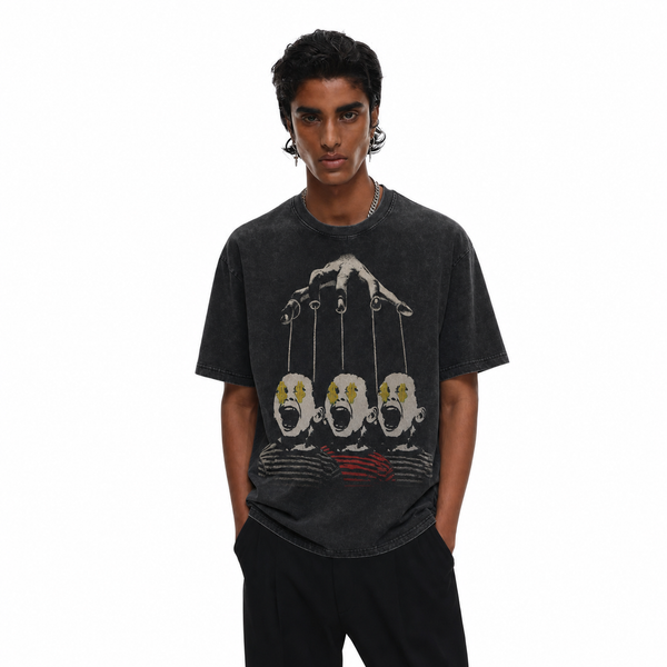 LAWLESSROW Marionette Hand Anti-Capitalism Washed T-Shirt - hover