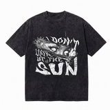 Vintage Acid Wash Cracked Glass Eye Sun I DON’T LOOK UP AT THE SUN Death Metal Graphic Oversized Grunge Street T-Shirt