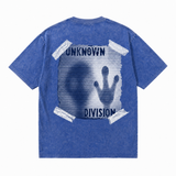 Vintage Acid Wash Back Print Tape Frame Shadow Hand Unknown Division Distressed Punk Oversized Street T-Shirt