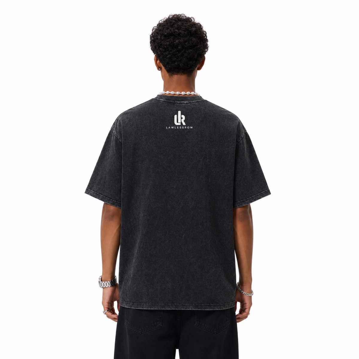 Vintage Acid Wash Glitch Skeleton Lawless Row Graphic Tee | Cyber Punk Dark Grunge Unisex Oversized Heavy Cotton Distressed Black Streetwear T-Shirt