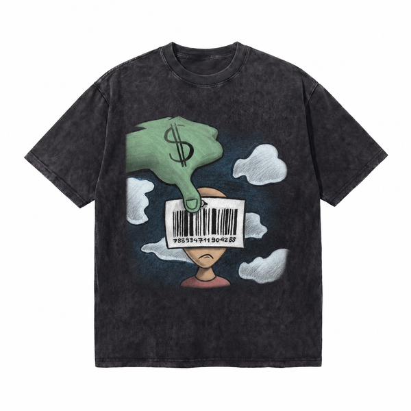 LAWLESSROW Anti-Consumerism Cartoon Washed Street T-Shirt