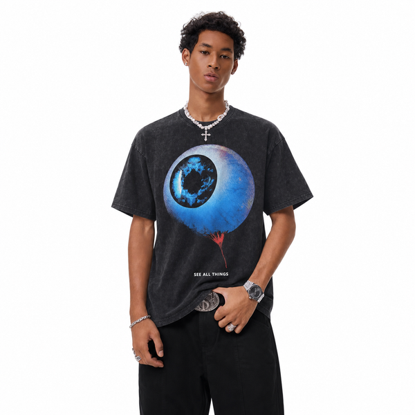 LAWLESSROW Giant Blue Eyeball See All Things Graphic Tee - hover