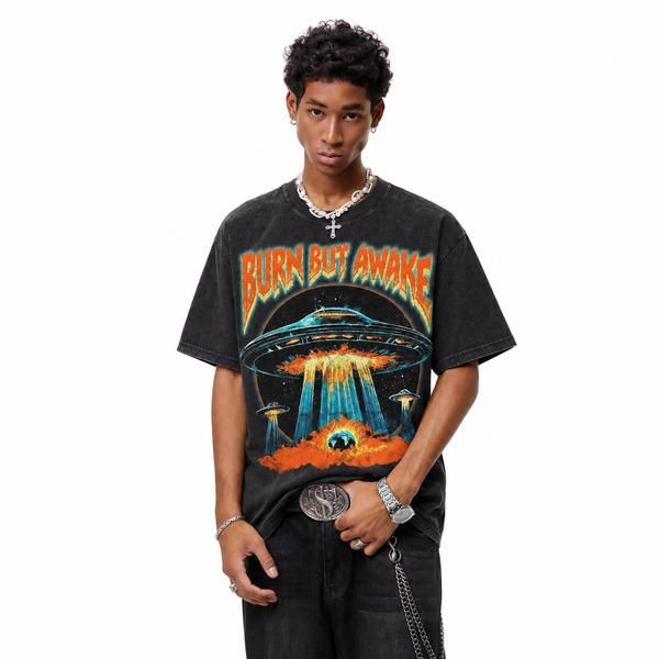 LAWLESSROW Burn But Awake UFO Vintage Tee - hover