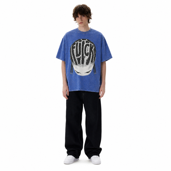 LAWLESSROW Braided FUCK Hair Portrait Collage Vintage Tee - hover