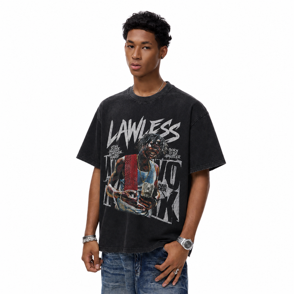 LAWLESSROW Born To Be A Hustler Cash Portrait Vintage Tee - hover