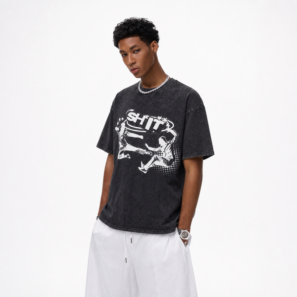 LAWLESSROW Retro Fight Scene Slogan Star Vintage Tee - hover