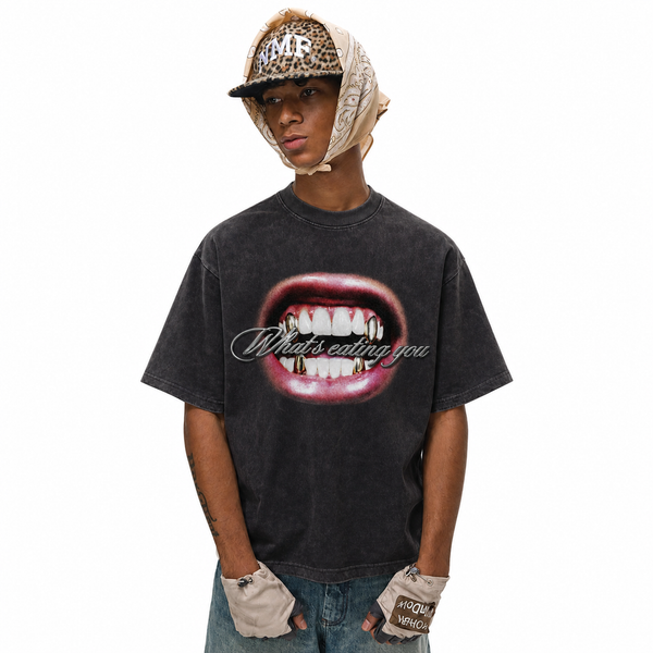LAWLESSROW What's Eating You Mouth Graphic Vintage Tee - hover