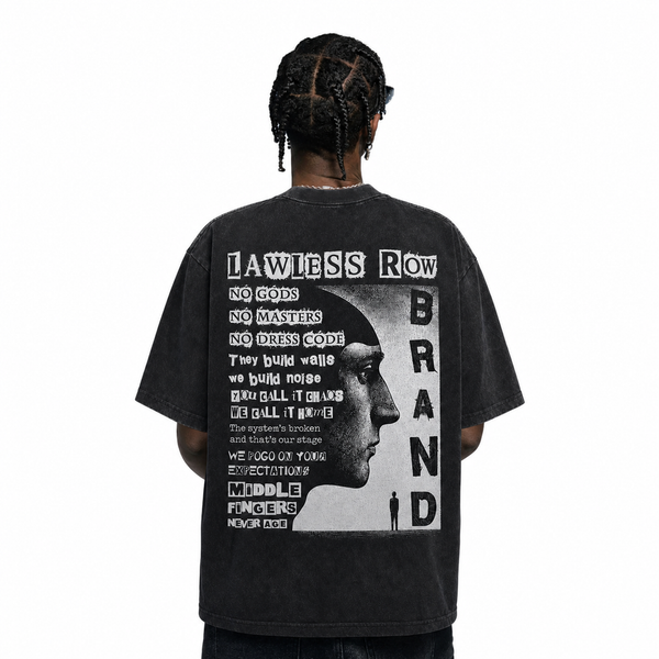 LAWLESSROW No Dress Code Rebellious Quote Graphic Vintage Tee - hover