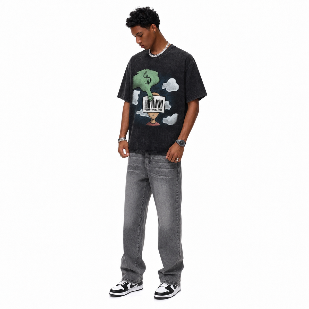 LAWLESSROW Anti-Consumerism Cartoon Washed Street T-Shirt