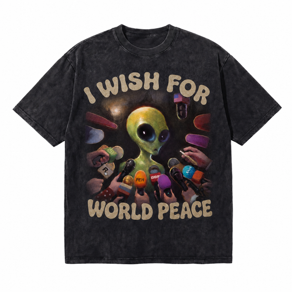 LAWLESSROW I Wish For World Peace Alien Reporter Graphic Tee