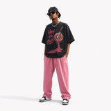 LAWLESSROW Dark Punk Horror Pink Syrup Drip Monster Donut Print Vintage Tee
