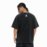 LAWLESSROW "Being Towards Death" Vintage Washed Black Oversized Tee