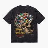 LAWLESSROW Waste Full Skeleton Side Profile Grunge Slogan Collage Vintage Tee