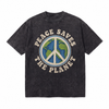LAWLESSROW Peace Saves The Planet Earth Peace Symbol Retro Vintage Tee