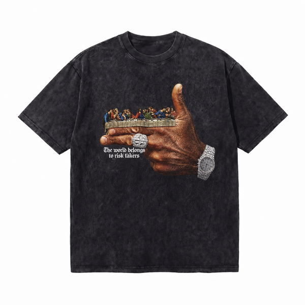 LAWLESSROW The World Belongs To Risk Takers Iced Watch Hand Last Supper Vintage Tee