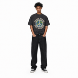 LAWLESSROW Peace Saves The Planet Earth Peace Symbol Retro Vintage Tee