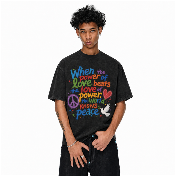 LAWLESSROW Hippie Dove Peace Symbol Vintage Tee - hover