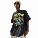 LAWLESSROW Alien UFO Space Fuck World Cartoon Vintage Tee