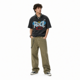 LAWLESSROW Teach Peace Halo Devil Arrow Contrast Text Vintage Tee