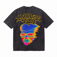 LAWLESSROW Thermal Heatmap Skull Brand Thrash Font Vintage Washed Tee