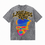 LAWLESSROW Thermal Heatmap Skull Brand Thrash Font Vintage Washed Tee