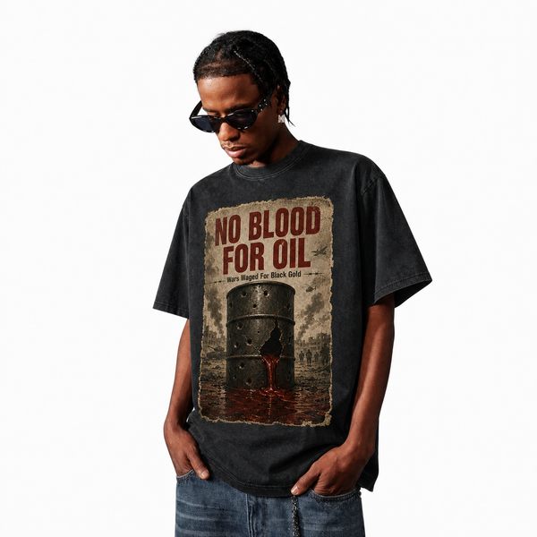 LAWLESSROW No Blood For Oil Vintage Anti-War Protest Tee - hover