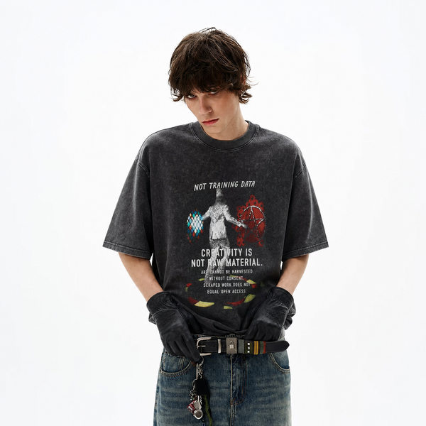 LAWLESSROW Not Training Data Artist Rights Vintage Protest Tee - hover